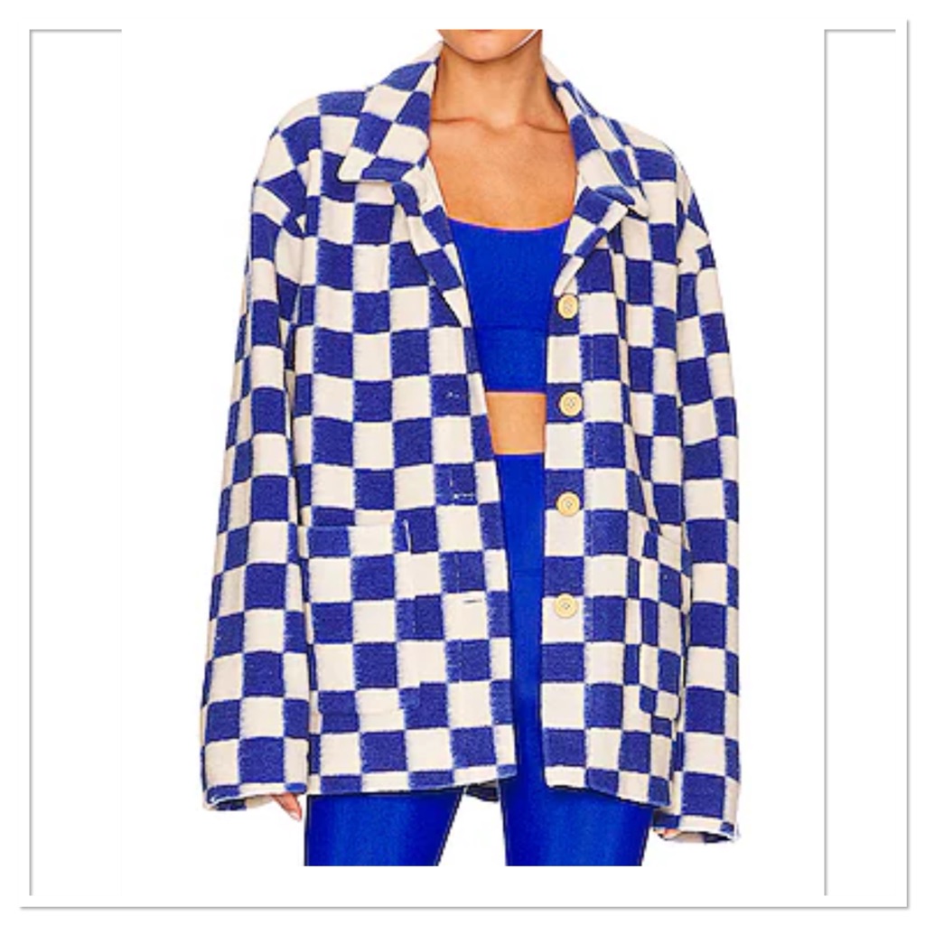 Beach Riot Skye Jacket In Dazzling Check Color Dazzling Check Sz Xs Oversized